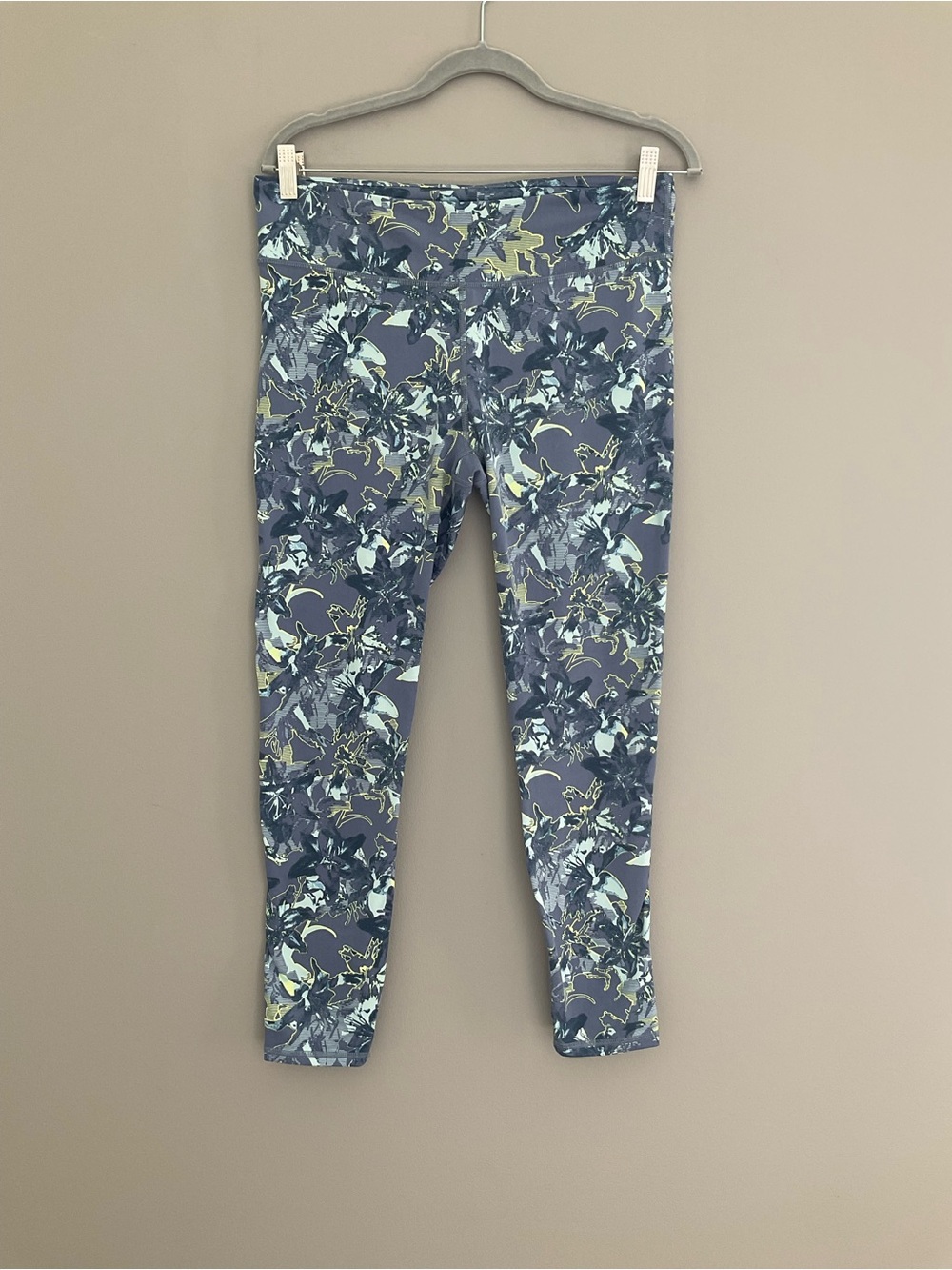 Floral Blue and Green Athletic Leggings